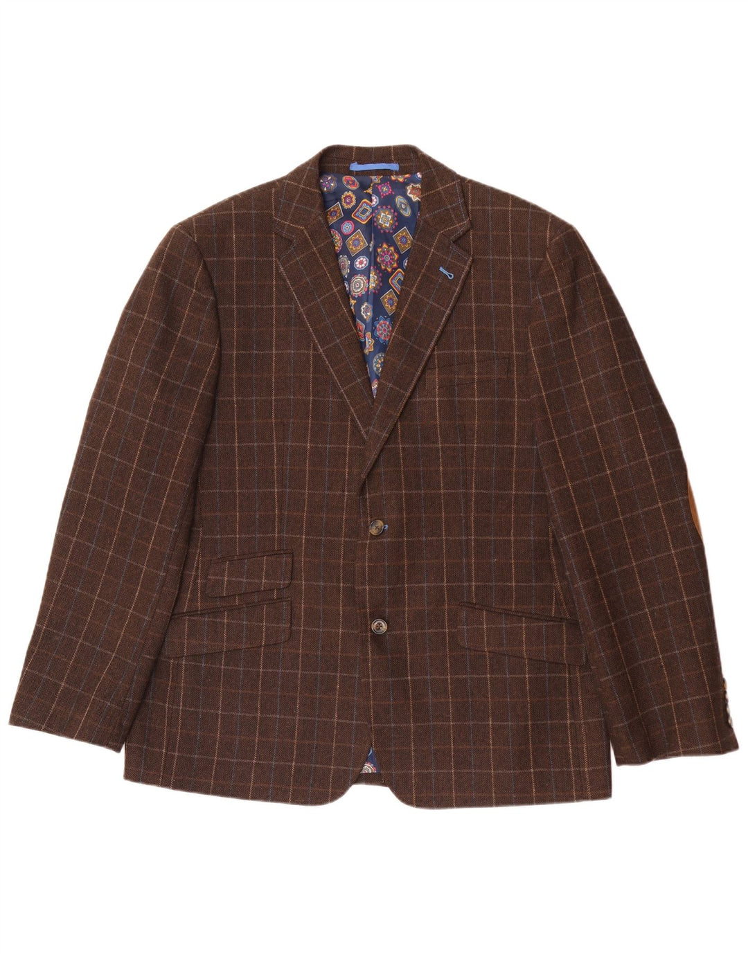 Męska marynarka Harvey & Jones o regularnym kroju UK 46 3XL w brązową kratkę
