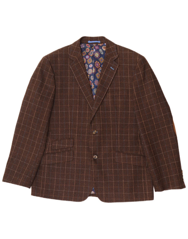 Męska marynarka Harvey & Jones o regularnym kroju UK 46 3XL w brązową kratkę