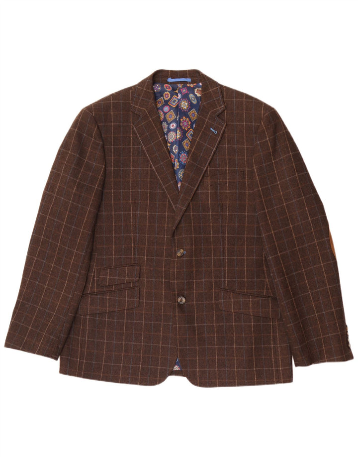 Męska marynarka Harvey & Jones o regularnym kroju UK 46 3XL w brązową kratkę