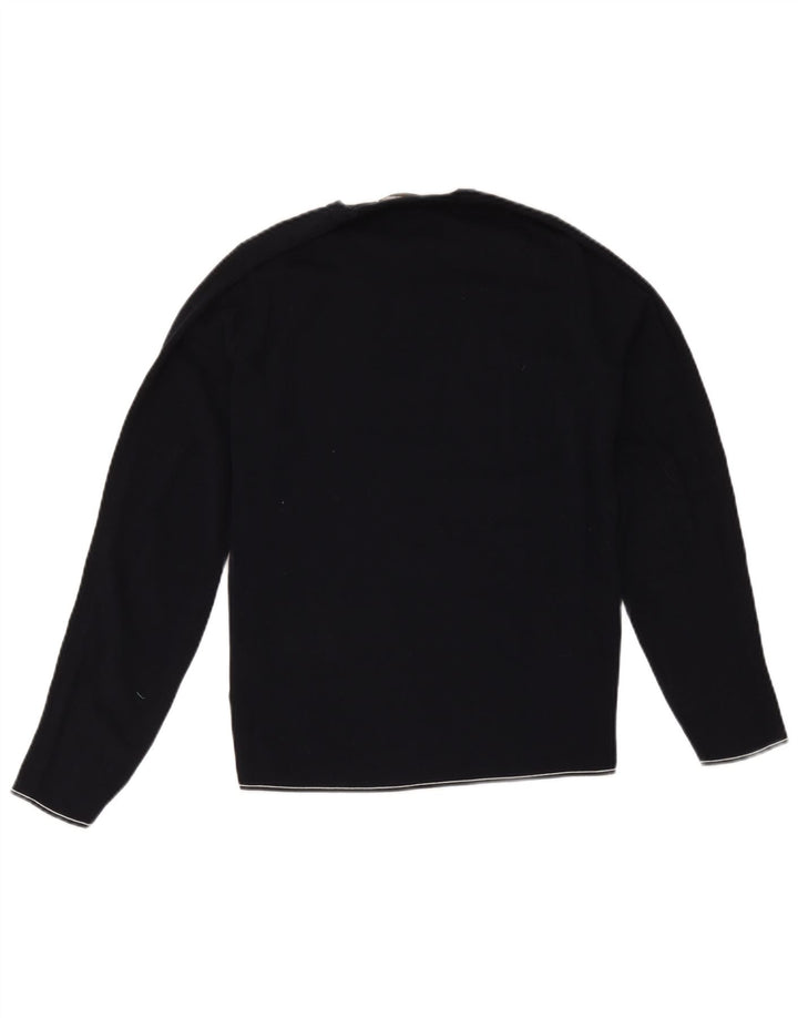 Sweter damski Massimo Dutti z okrągłym dekoltem UK 14, średni granatowy, bawełniany