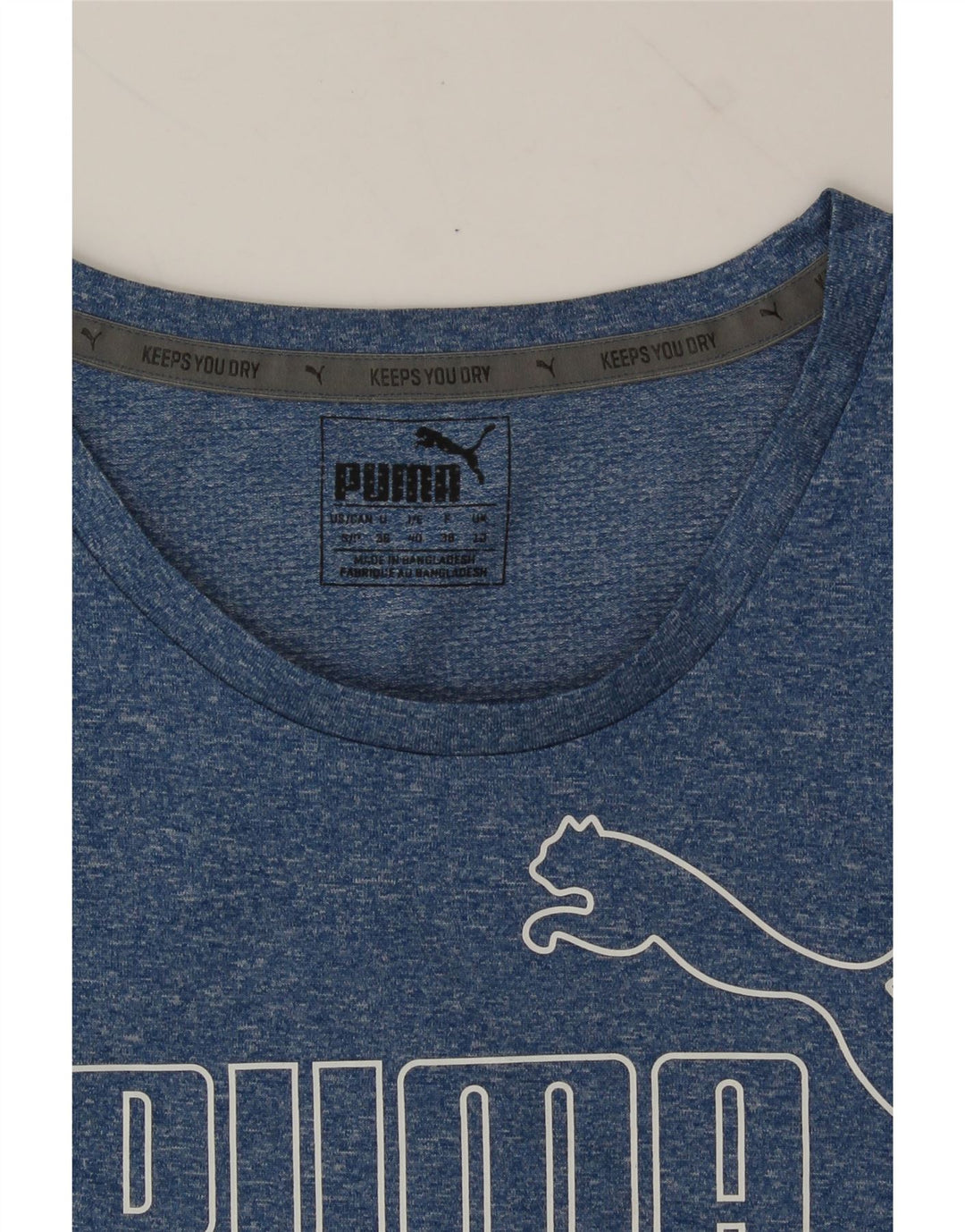 PUMA Womens Graphic T-Shirt Top UK 12 Medium Blue Flecked Polyester Vintage Puma and Second-Hand Puma from Messina Hembry 