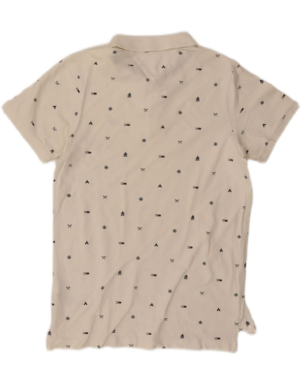 Męska koszulka polo TOMMY HILFIGER z grafiką, slim fit, średnia, złamanej bieli, bawełniana