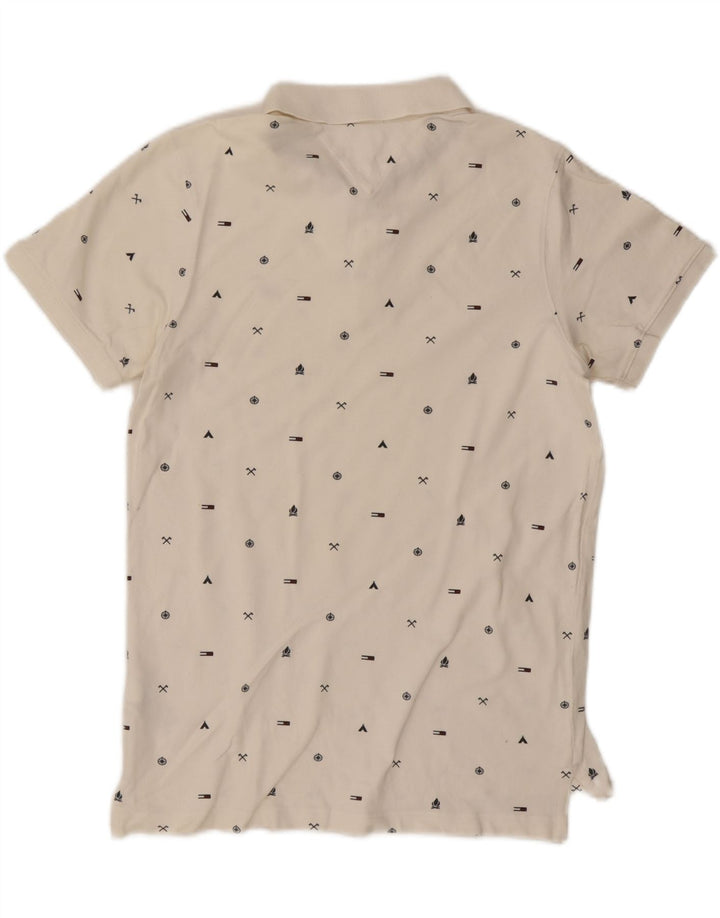 Męska koszulka polo TOMMY HILFIGER z grafiką, slim fit, średnia, złamanej bieli, bawełniana