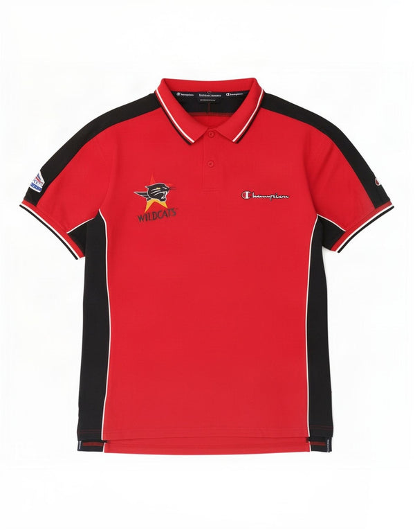 Męska koszulka polo Champion Wildcats z grafiką, duża, czerwona, bawełniana w bloki kolorów