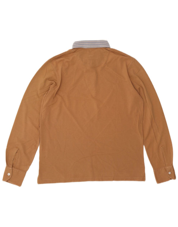 Męska koszulka polo do rugby HARMONT & BLAINE z długim rękawem, średnio beżowa, bawełniana