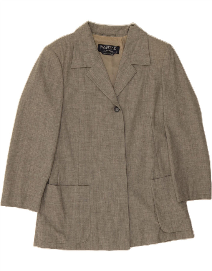 MAX MARA Womens 4 Button Blazer Jacket UK 16 Large Grey Wool Vintage Max Mara and Second-Hand Max Mara from Messina Hembry 
