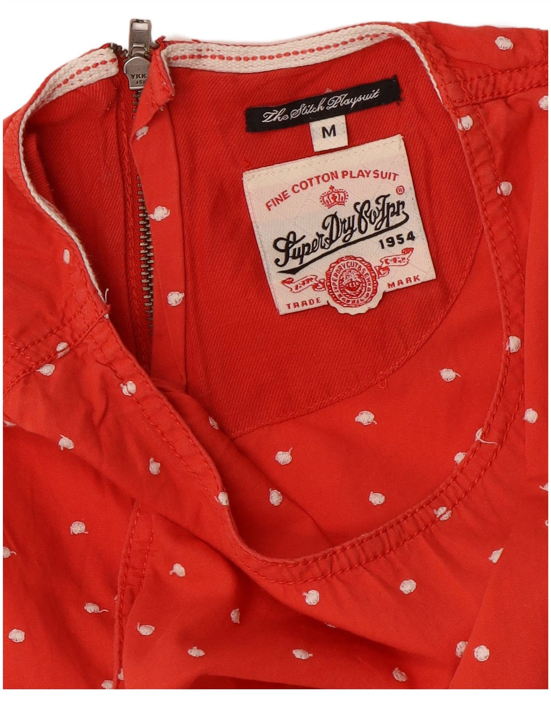 Damski kombinezon bez rękawów Superdry UK 14, średni czerwony w cętki