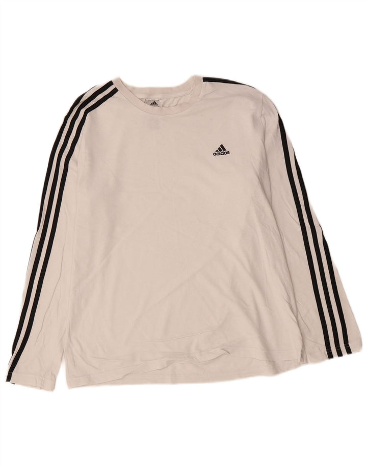 Adidas Damski Top Z Długim Rękawem UK 16/18 Duży Biały Bawełna