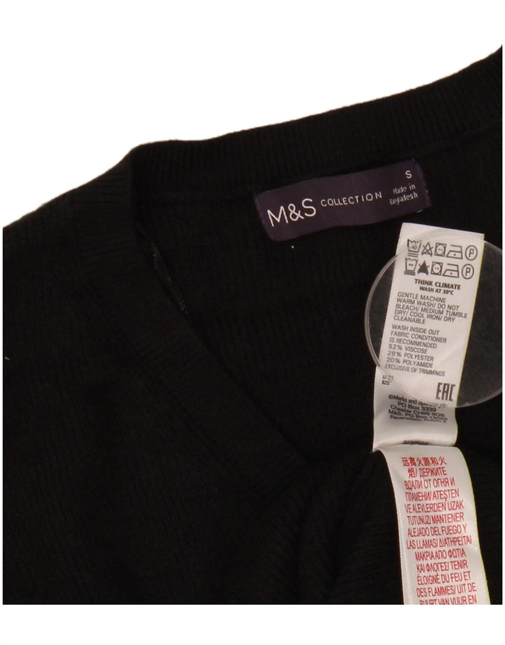 MARKS & SPENCER Damski sweter z dekoltem w kształcie litery V, UK 10, mały, czarny