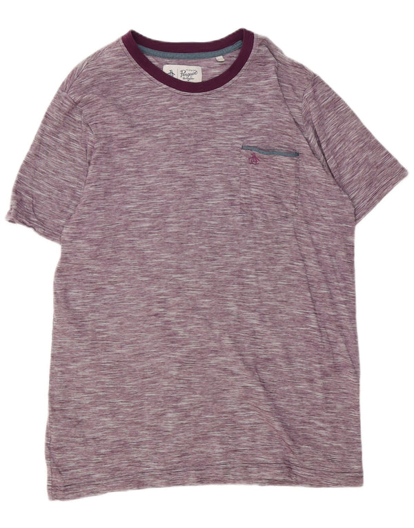 T-shirt męski Penguin, duży, fioletowy, nakrapiany bawełniany