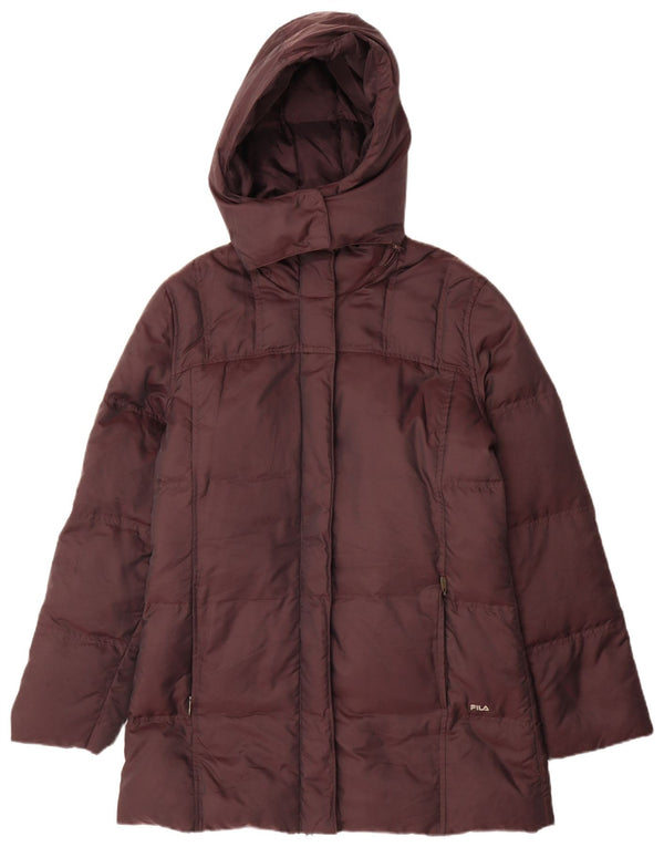 Fila Womens Hooded Padded Coat UK 14 Medium Brown Polyamide