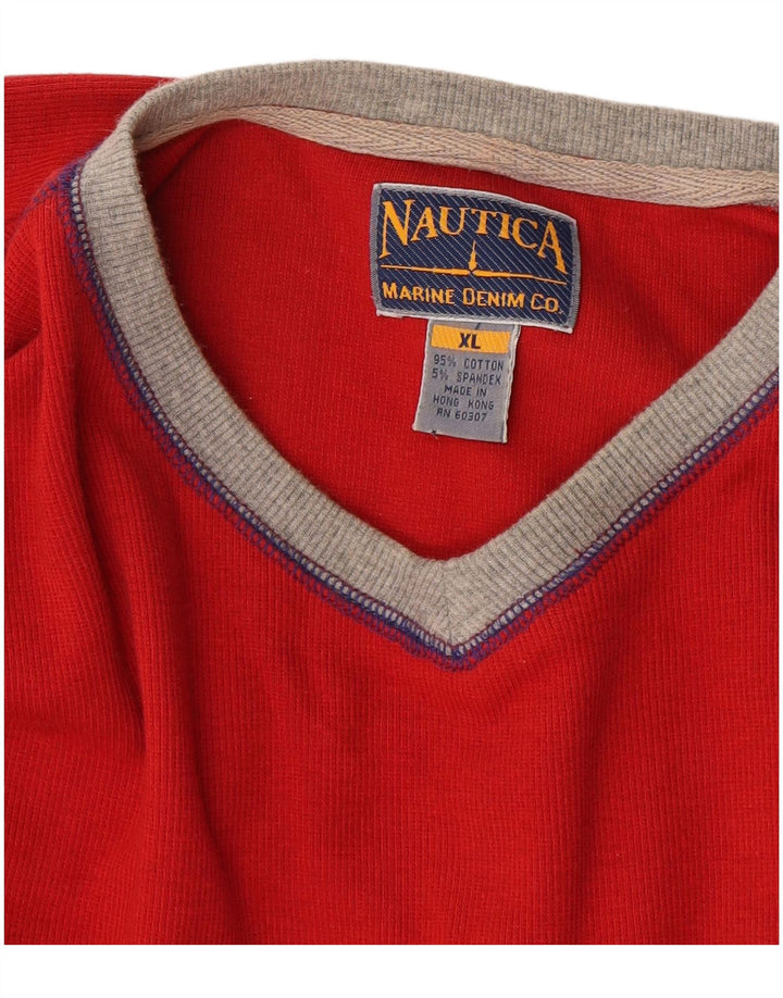 Męski top Nautica z długim rękawem XL, czerwony, bawełniany