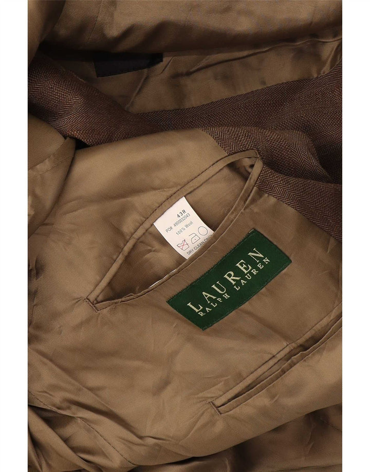 Ralph Lauren Męska marynarka zapinana na 2 guziki UK 43 Duża beżowa wełna w jodełkę
