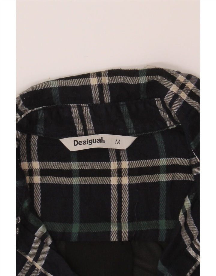 DESIGUAL Womens Flannel Shirt UK 12 Medium Navy Blue Check Vintage Desigual and Second-Hand Desigual from Messina Hembry 