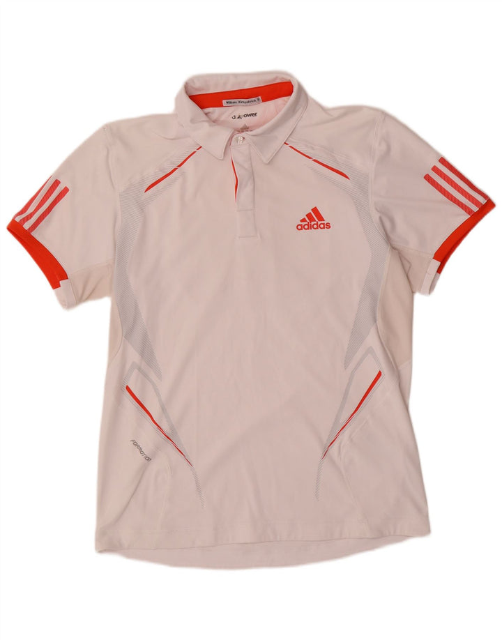 Męska koszulka polo Adidas Climacool, średni biały poliester z blokami kolorów