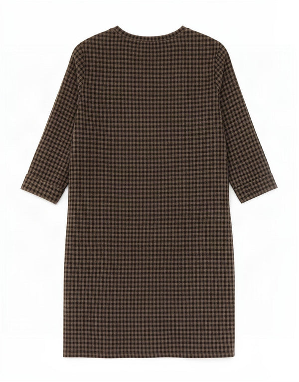 Marks & Spencer Damska sukienka typu shift z rękawem 3/4 UK 10, mała, szara kratka