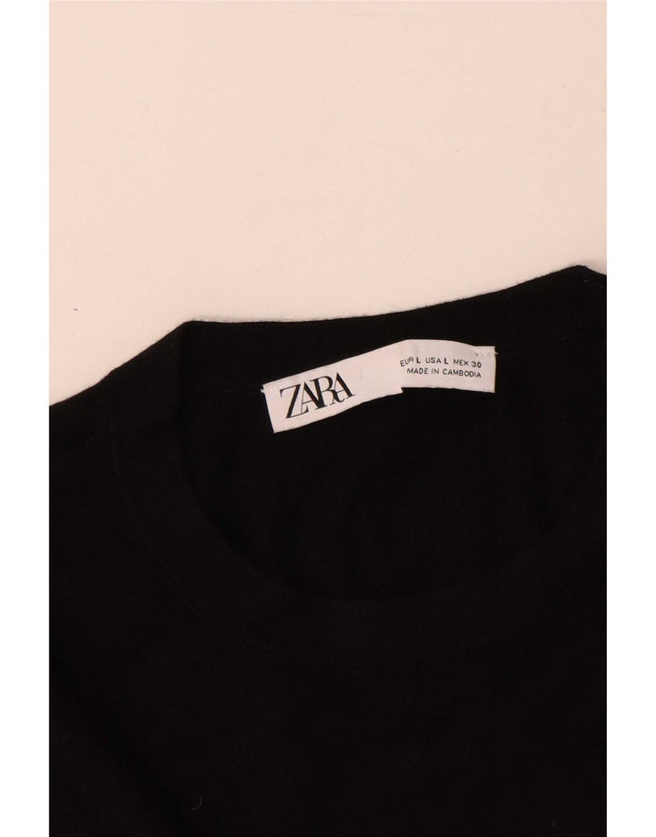 Sweter damski Zara z okrągłym dekoltem UK 14, duży, czarny