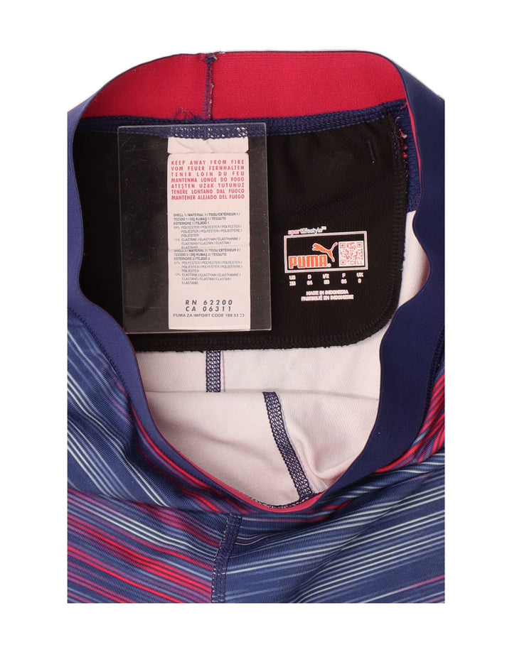 PUMA Womens Leggings UK 8 Small Navy Blue Pinstripe Polyester Vintage Puma and Second-Hand Puma from Messina Hembry 