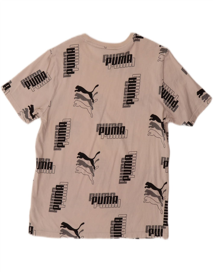 PUMA Womens Graphic T-Shirt Top UK 14 Medium Beige Cotton