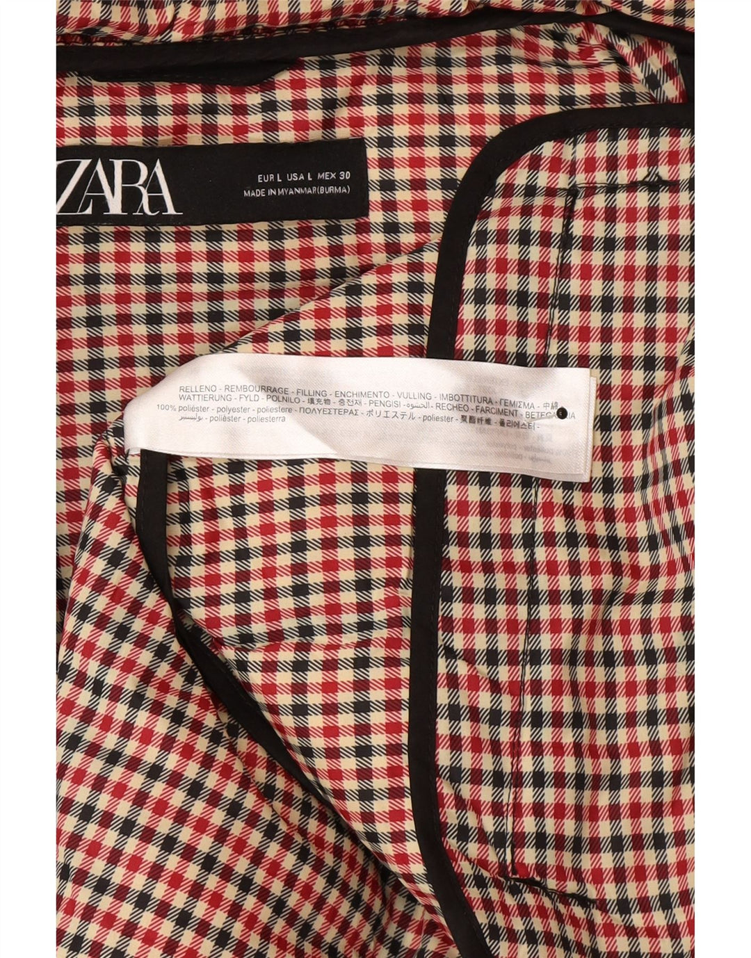 Damska ocieplana kurtka z kapturem Zara UK 16, duża, czarna, poliestrowa, zimowa