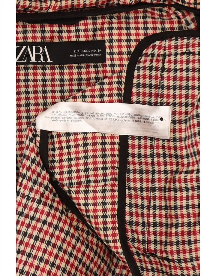 Damska ocieplana kurtka z kapturem Zara UK 16, duża, czarna, poliestrowa, zimowa