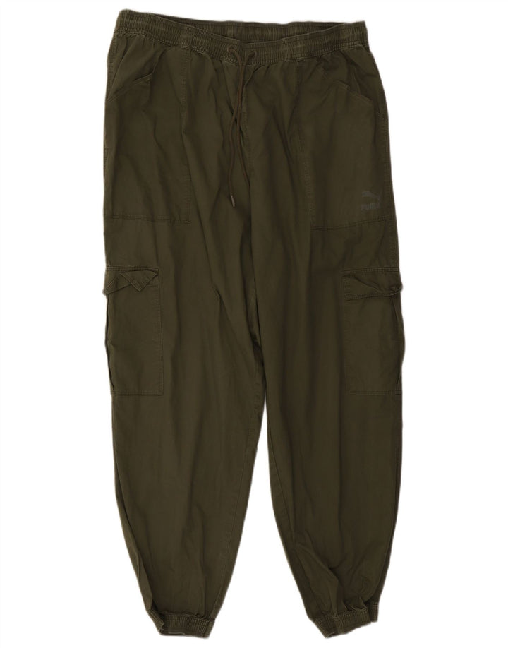 Męskie spodnie joggery PUMA XL W38 L28, bawełna khaki