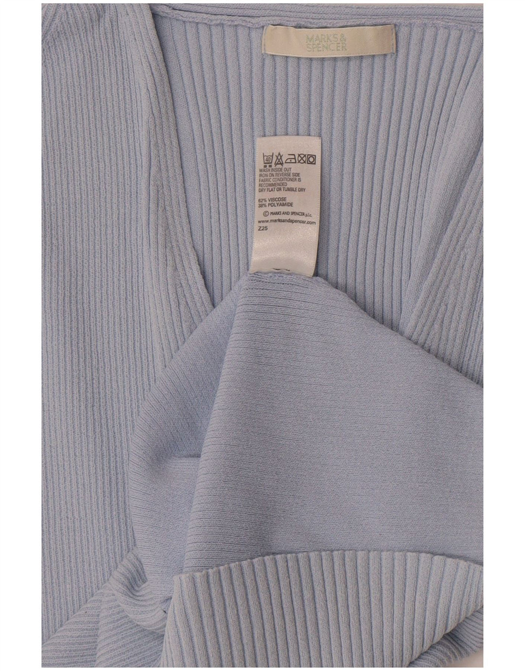 Marks & Spencer Damski t-shirt o krótkim kroju UK 14, średni niebieski, wiskoza