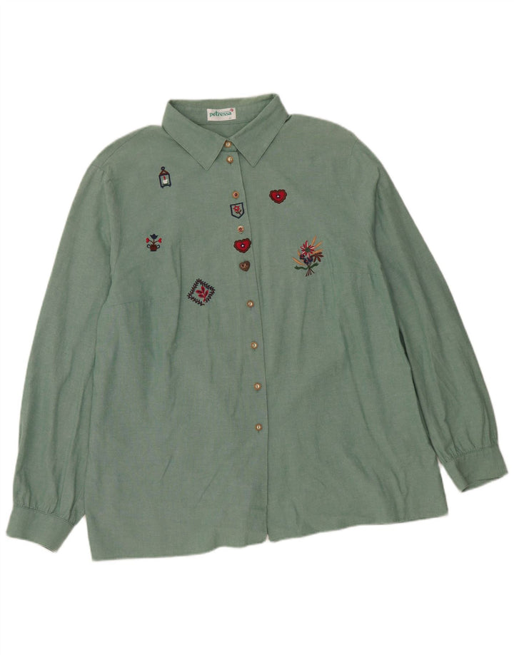 Koszula damska Petressa o luźnym kroju EU 44 XL, zielona bawełna w kwiaty