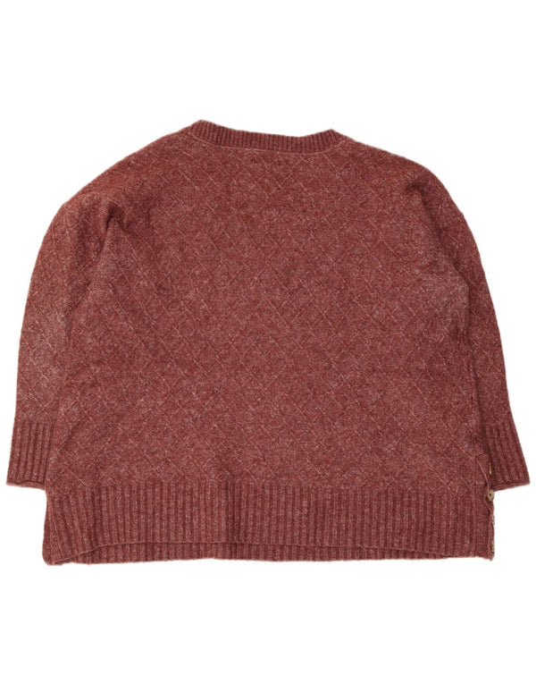Sweter damski Fat Face z dekoltem w kształcie litery V, UK 20 2XL, bordowy poliester