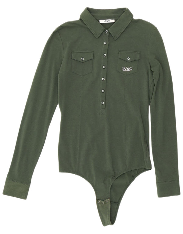 Body koszulowe Liu Jo damskie UK 10 Small, zielone, bawełniane