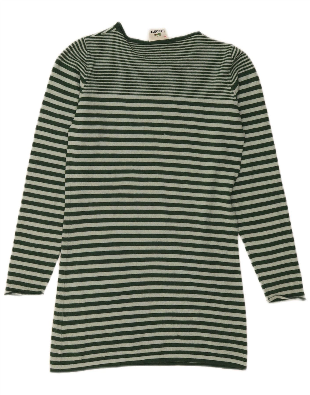 Damski sweter Lacoste z dekoltem w łódkę, rozmiar 36, małe zielone paski