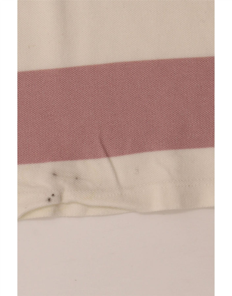 BURBERRY Womens Slim Fit Polo Shirt UK 12 Medium Pink Striped Cotton Vintage Burberry and Second-Hand Burberry from Messina Hembry 
