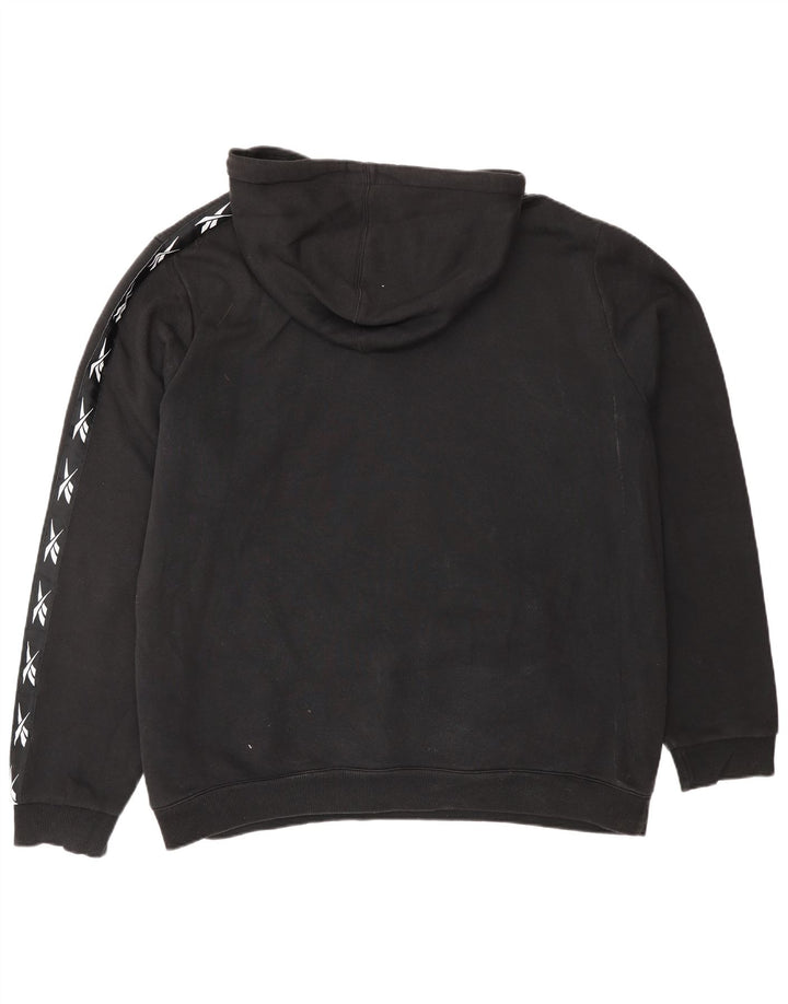 Męski sweter z kapturem i grafiką REEBOK XL, czarny, bawełniany