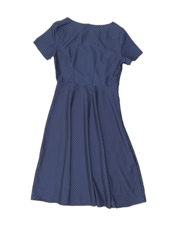 VINTAGE Womens A-Line Dress UK 12 Medium Blue Polka Dot Vintage Vintage and Second-Hand Vintage from Messina Hembry 