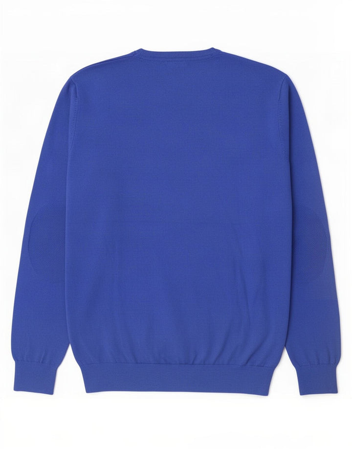 Męski sweter Massimo Dutti z dekoltem w kształcie litery V, duży, niebieski, bawełniany