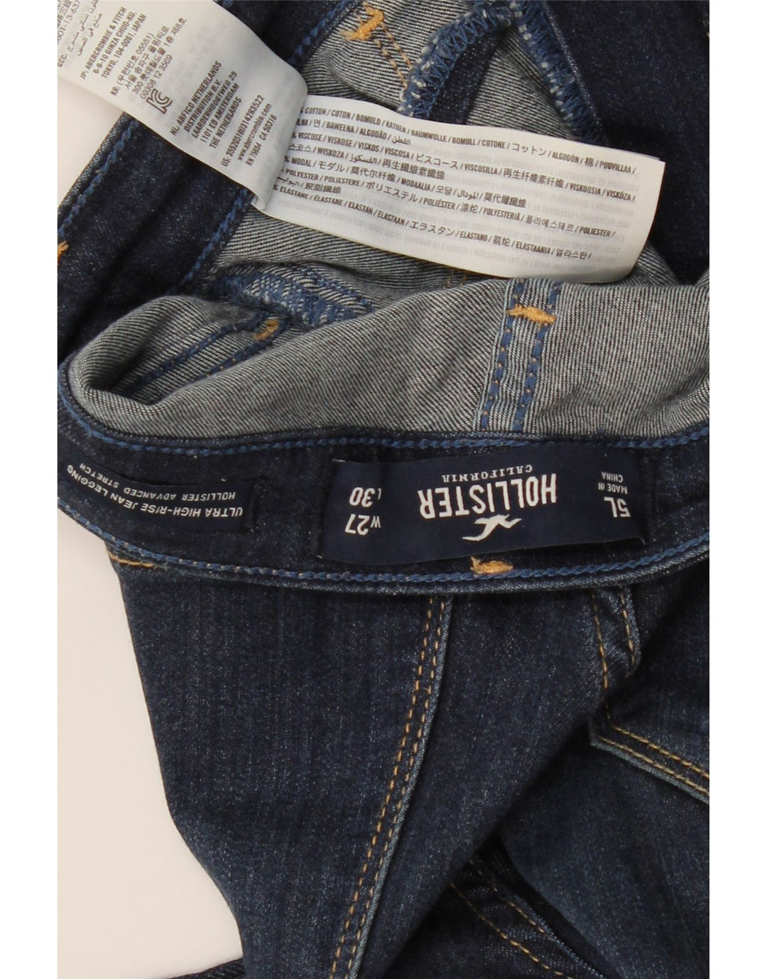 Damskie jeansy skinny z wysokim stanem HOLLISTER US 5 Small W27 L30 Granatowe
