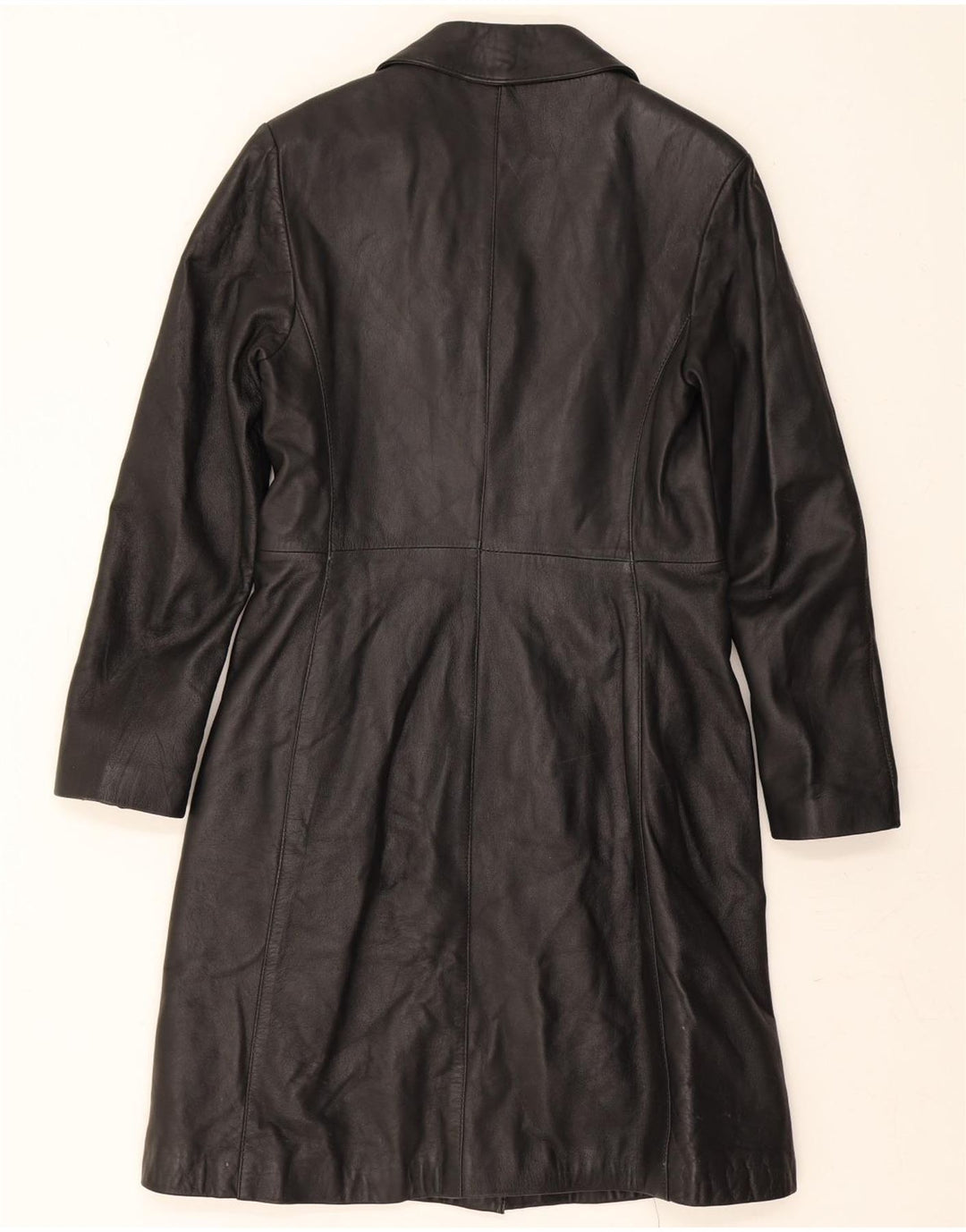 VINTAGE Womens Leather Coat IT 44 Medium Black Leather Vintage Vintage and Second-Hand Vintage from Messina Hembry 