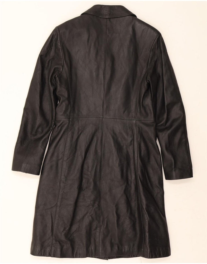 VINTAGE Womens Leather Coat IT 44 Medium Black Leather Vintage Vintage and Second-Hand Vintage from Messina Hembry 