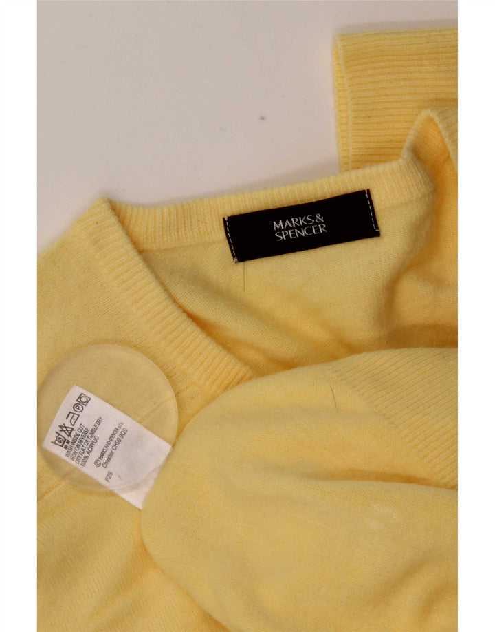 Marks & Spencer Męski sweter z dekoltem w kształcie litery V, średni żółty akryl