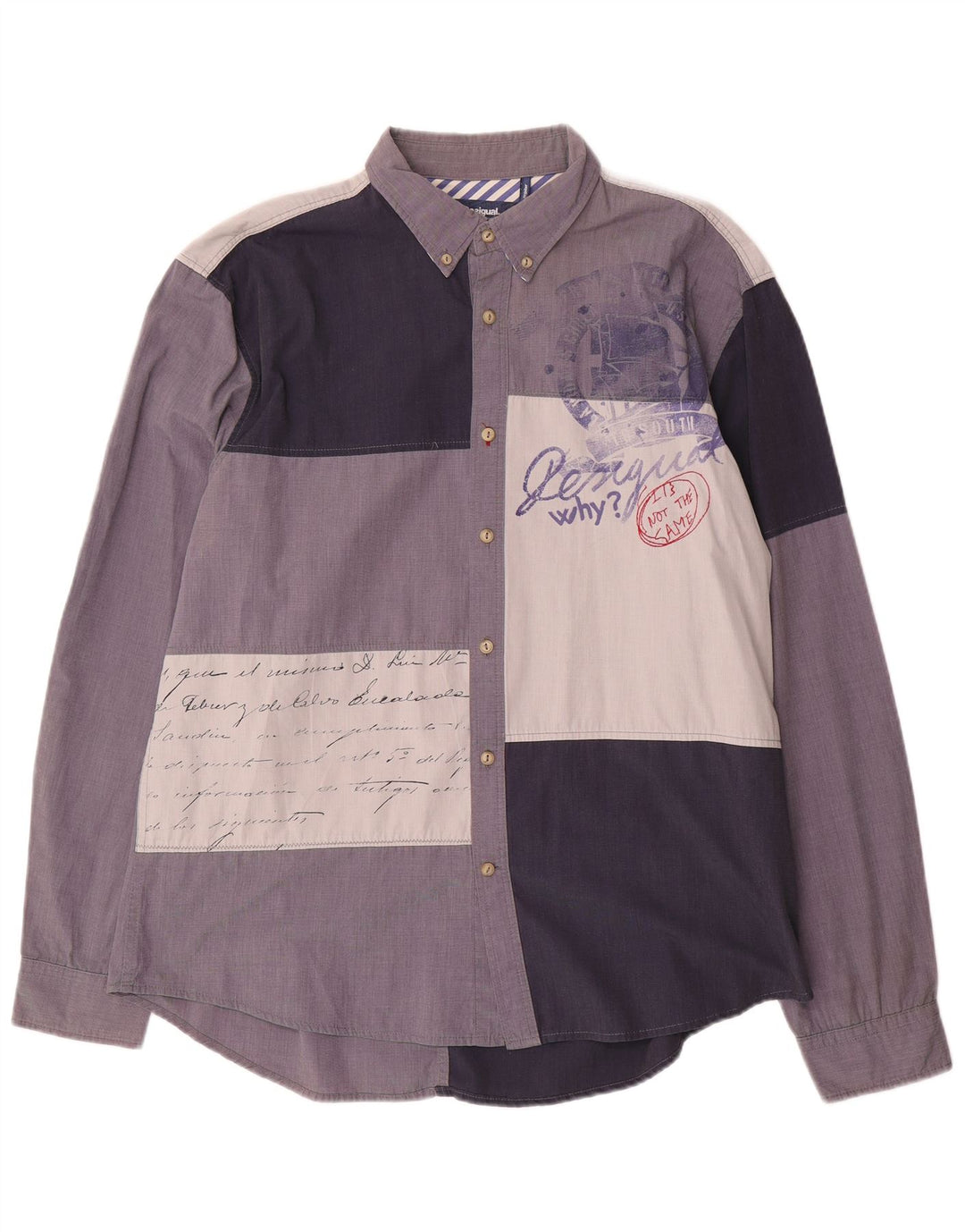 Koszula męska Desigual o regularnym kroju 2XL, wielobarwna, patchworkowa bawełna