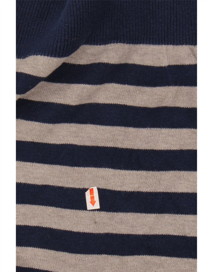 Męski sweter ADIDAS z dekoltem w kształcie litery V, mały, bawełniany w granatowe paski