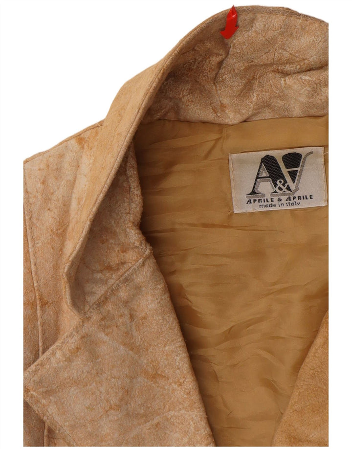 Zamszowa kurtka damska VINTAGE UK 12 w kolorze średniobeżowym