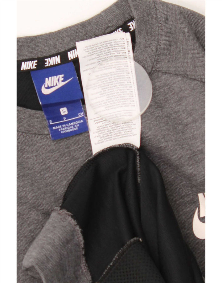 Męska bluza z grafiką Nike, mała, szara, bawełniana z blokami kolorów