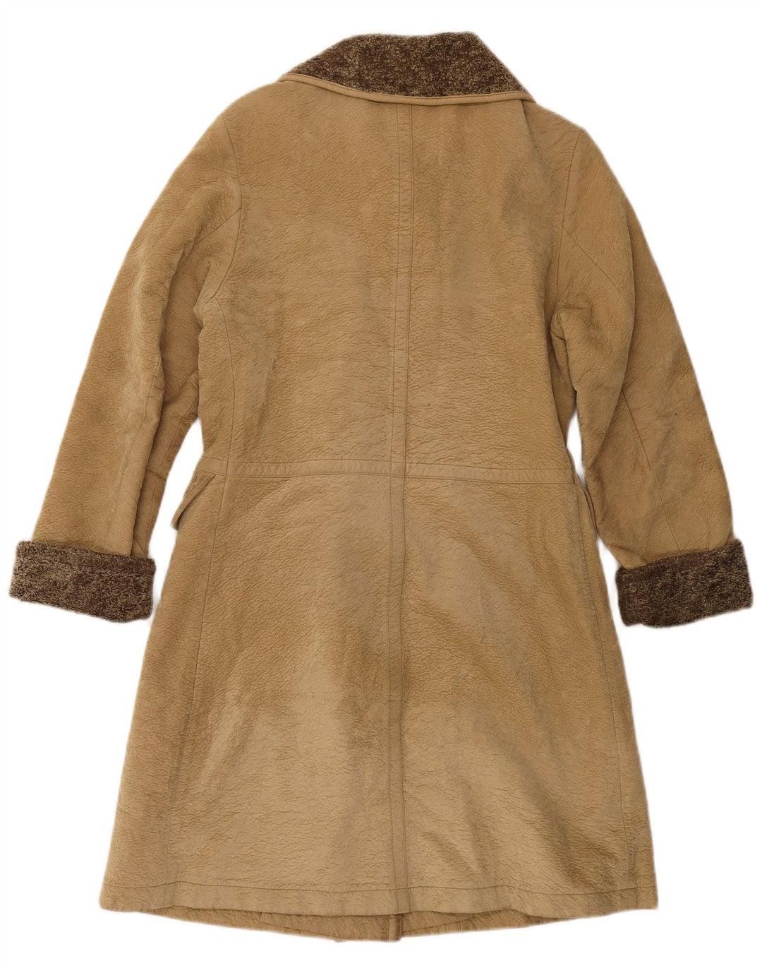 Dwurzędowy damski płaszcz skórzany VINTAGE UK 6 XS w kolorze brązowym