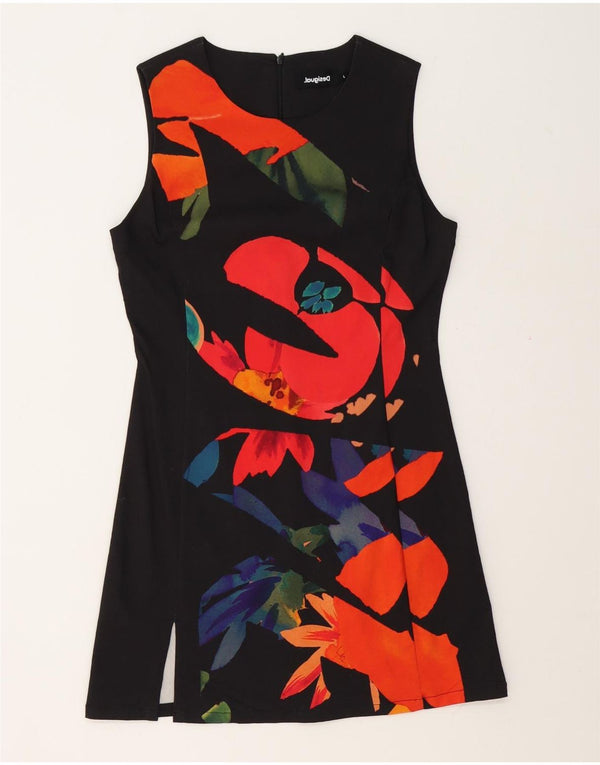 Desigual Womens Sleeveless Sheath Dress UK 14 Large Black Floral