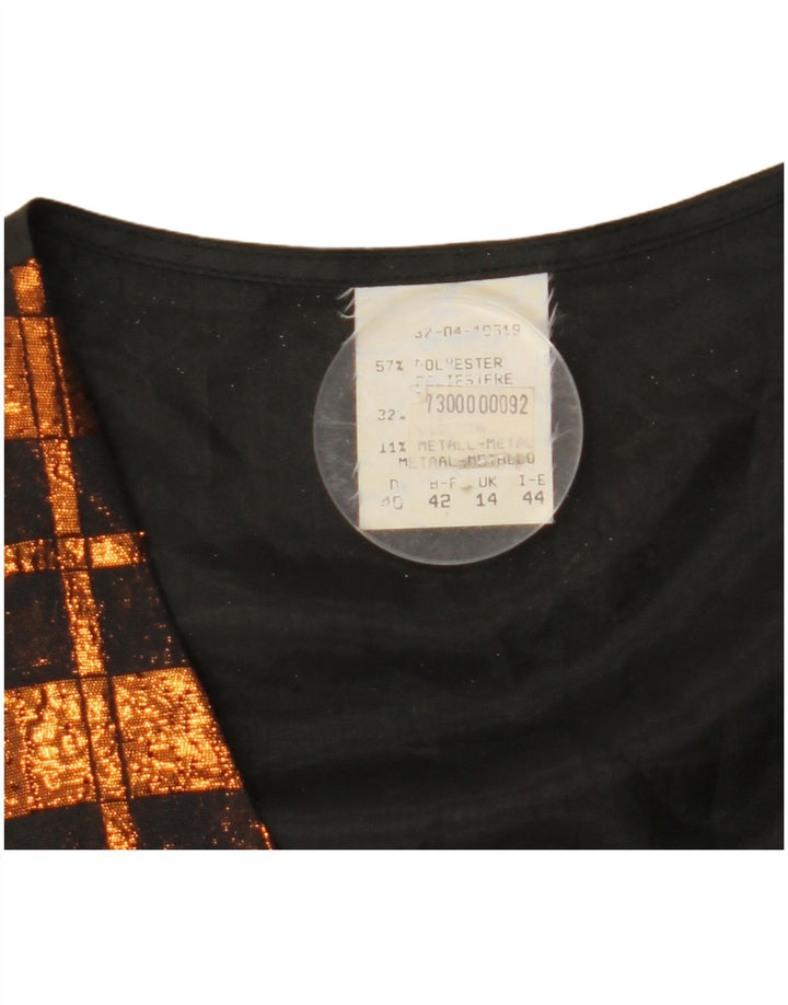 Kamizelka damska VINTAGE UK 14, poliester w brązową kratkę