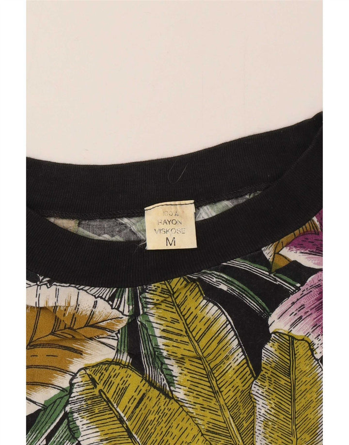 T-shirt męski w stylu vintage. Średni wielobarwny kwiatowy sztuczny jedwab