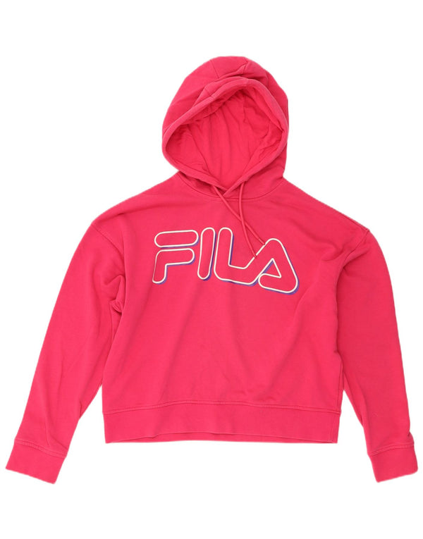 Damska bluza z kapturem Fila Crop Graphic Oversize UK 6 XS Różowa bawełna
