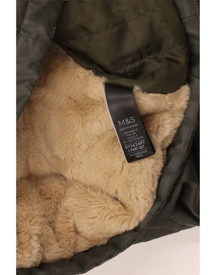 Marks & Spencer Damska oversize'owa woskowana kurtka z kapturem UK 8 Small Khaki