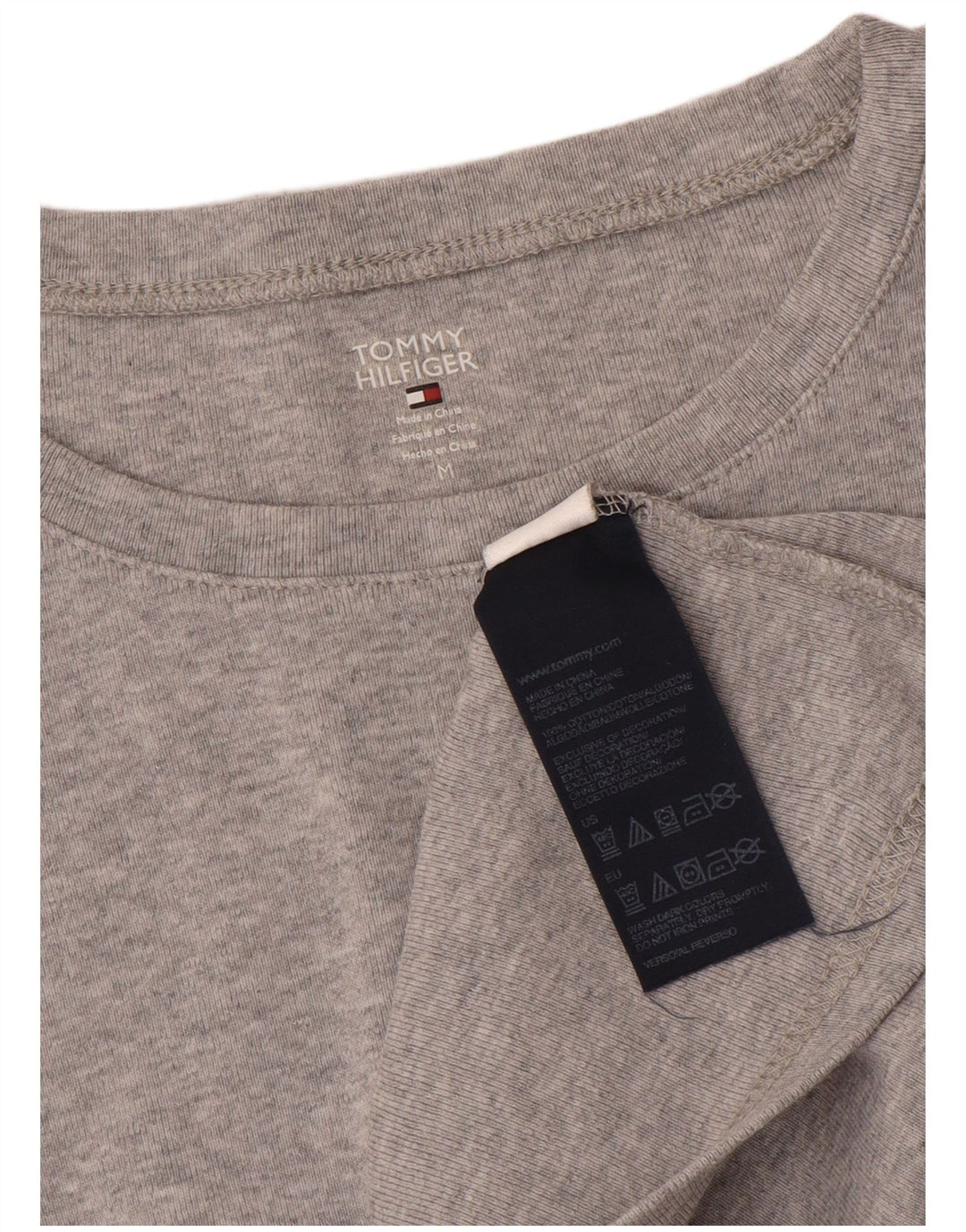 TOMMY HILFIGER Womens T-Shirt Top UK 12 Medium Grey Cotton